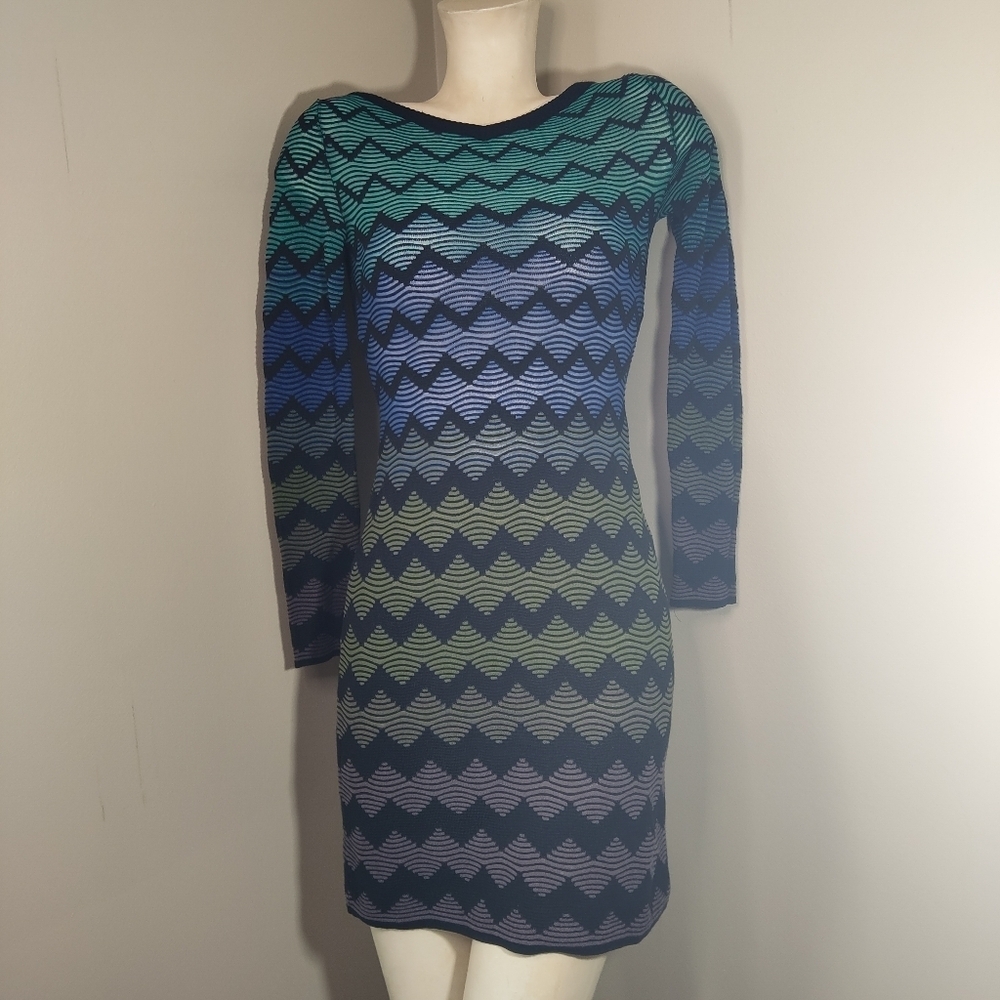 M Missoni Wave Knit Long Sleeve Bodycon Dress Size 40 IT SMulticolor - Picture 7 of 14